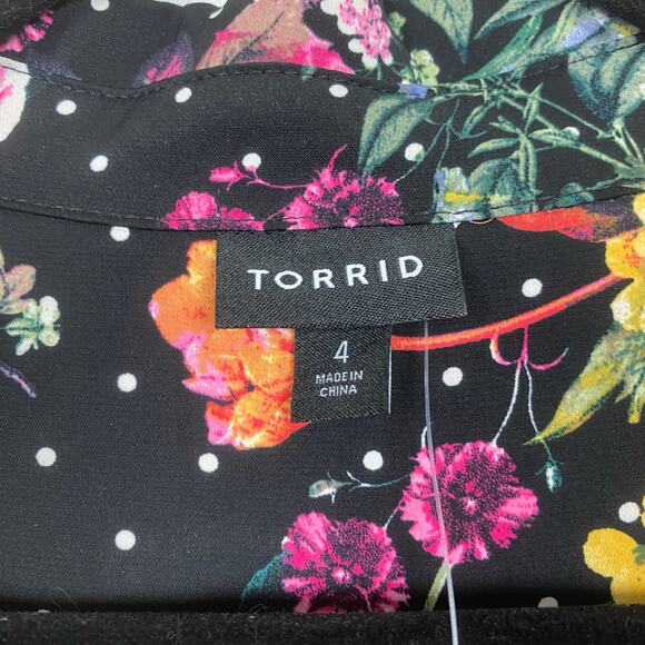 Torrid Black Floral Refined Woven Midi Shirt Dress Sz.4 NWT - Picture 8 of 16